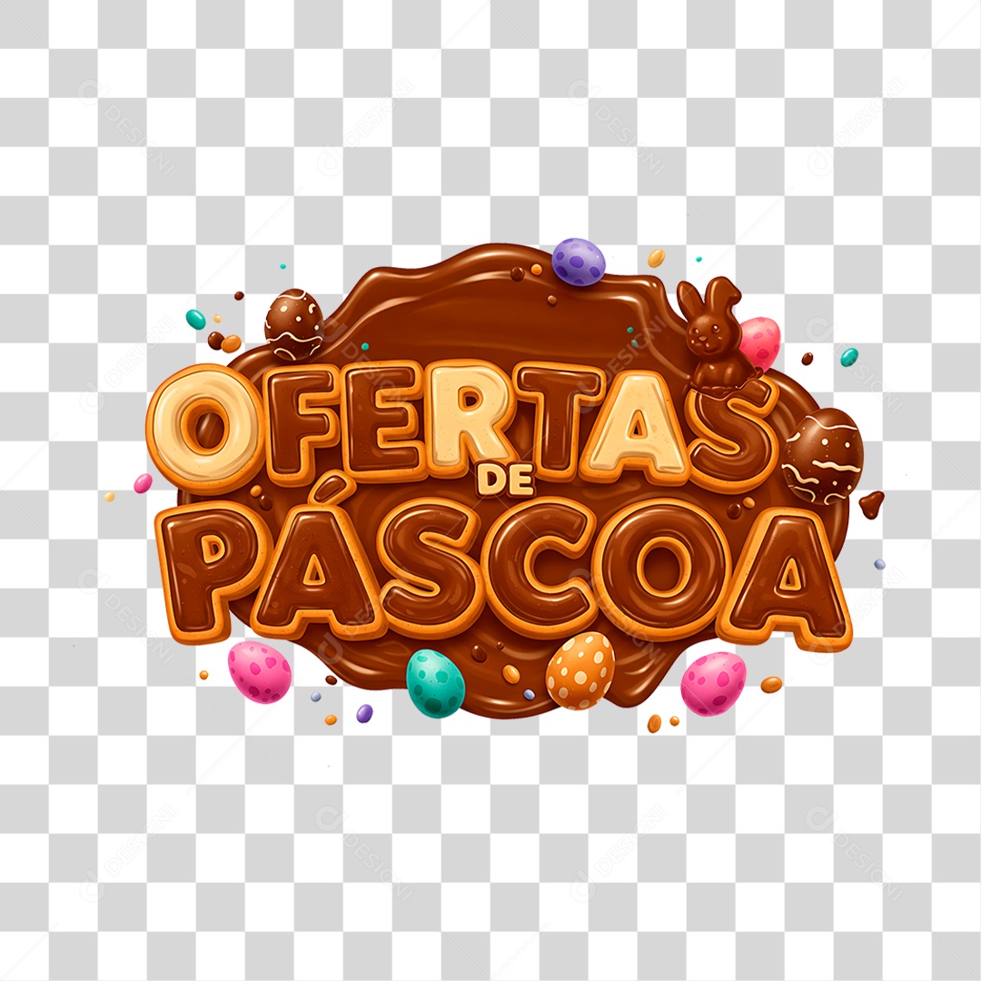 Selo 3D Ofertas de Páscoa PNG Transparente