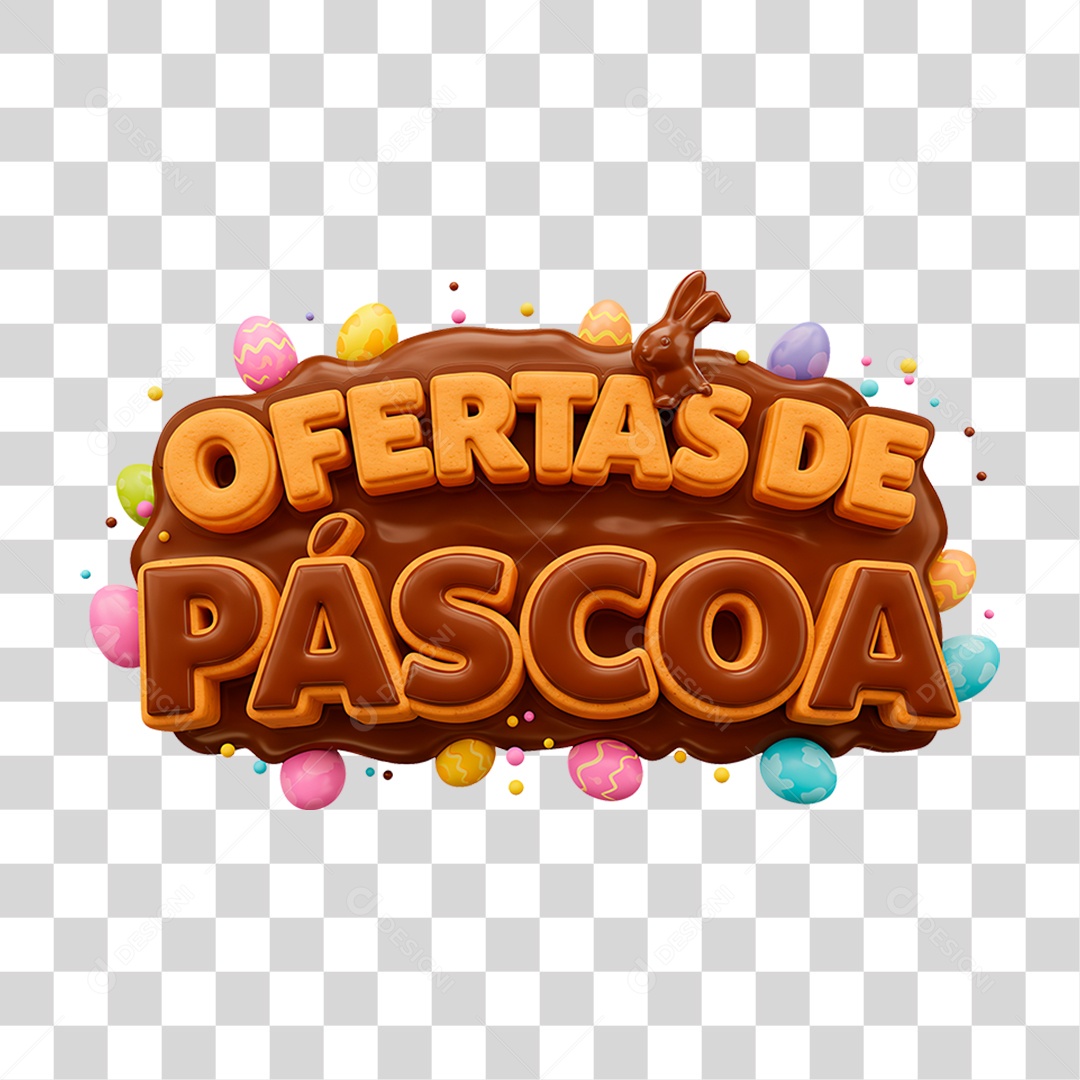 Selo 3D Ofertas de Páscoa PNG Transparente