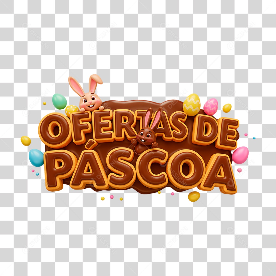 Selo 3D Ofertas de Páscoa PNG Transparente