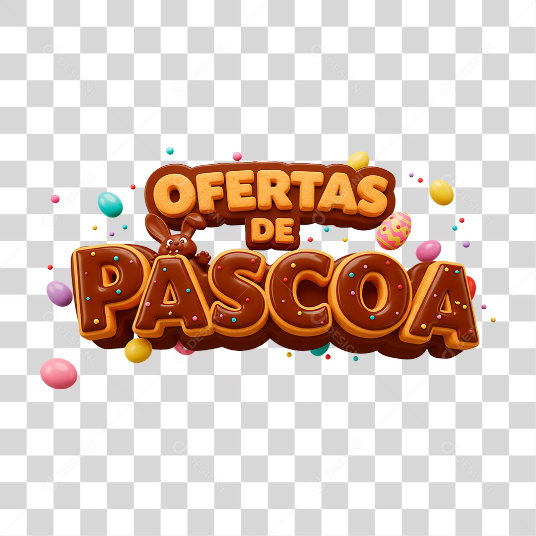 Selo 3D Ofertas de Páscoa PNG Transparente