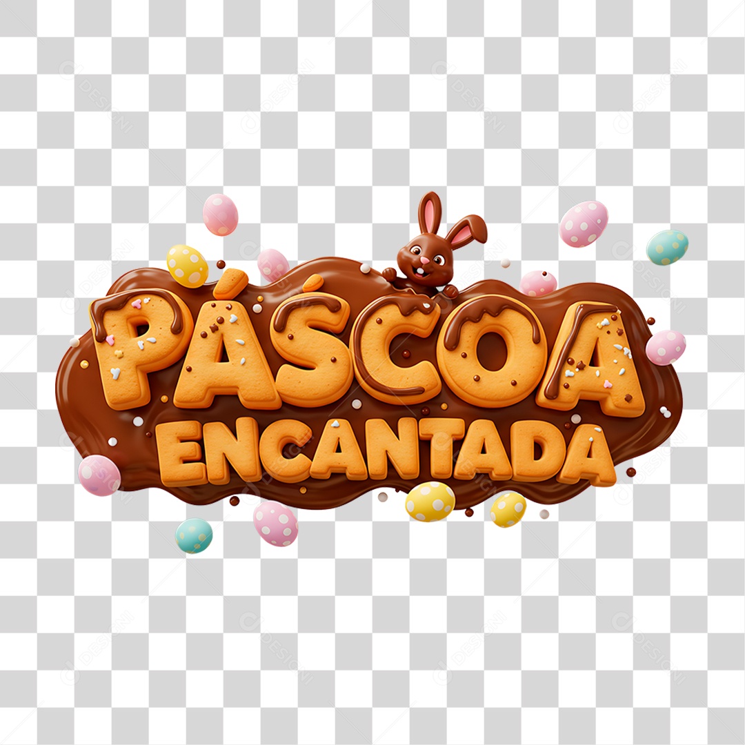 Selo 3D Páscoa Encantada PNG Transparente