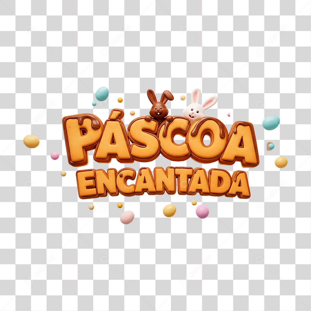 Selo 3D Páscoa Encantada PNG Transparente