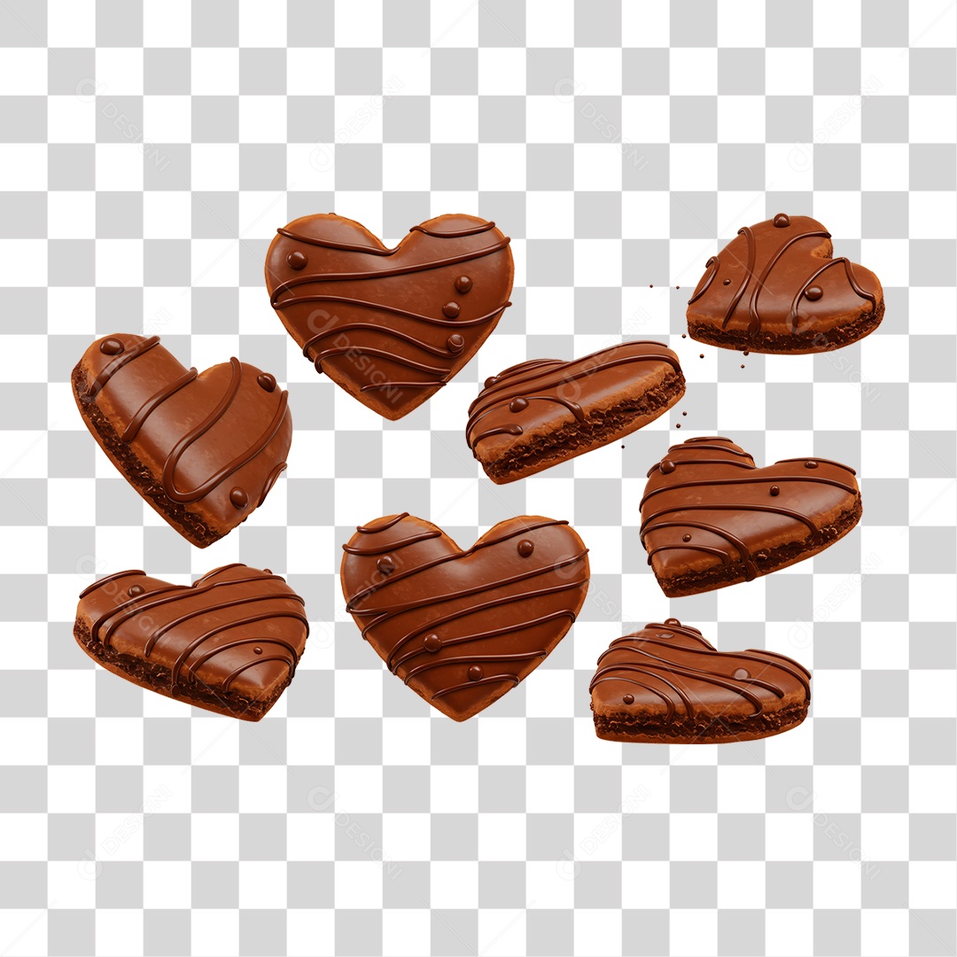 Corações de Chocolate PNG Transparente