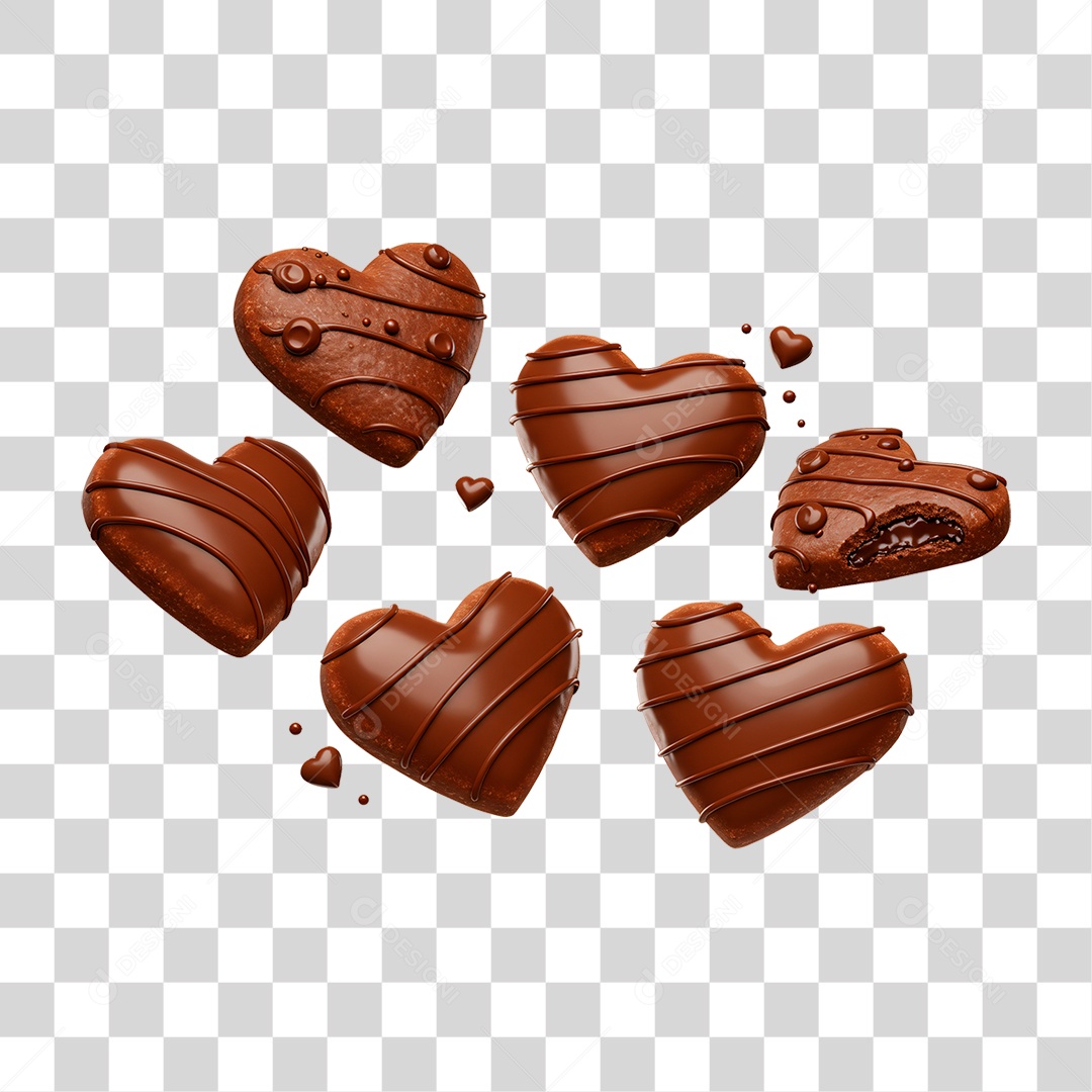 Corações de Chocolate PNG Transparente
