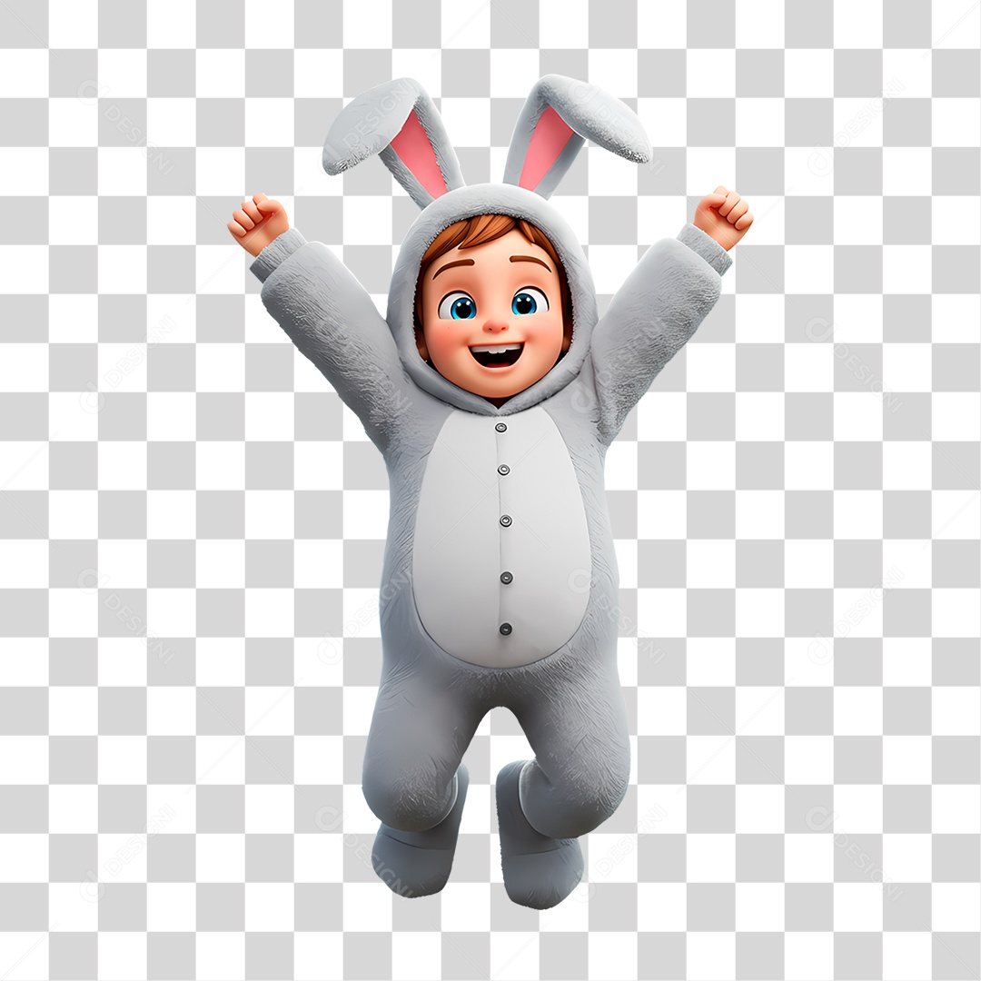 Personagem Criança com Fantasia de Coelho PNG Transparente