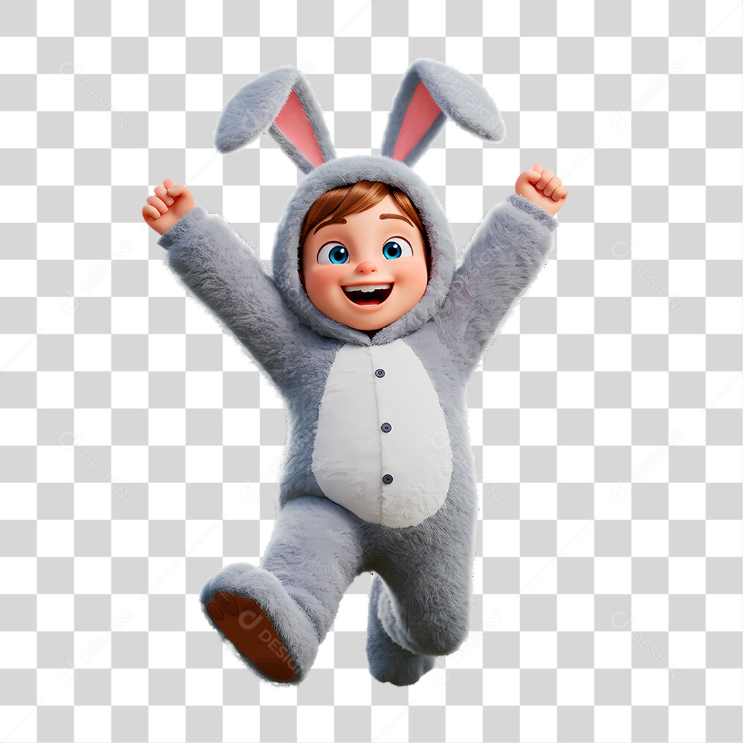 Personagem Criança com Fantasia de Coelho PNG Transparente
