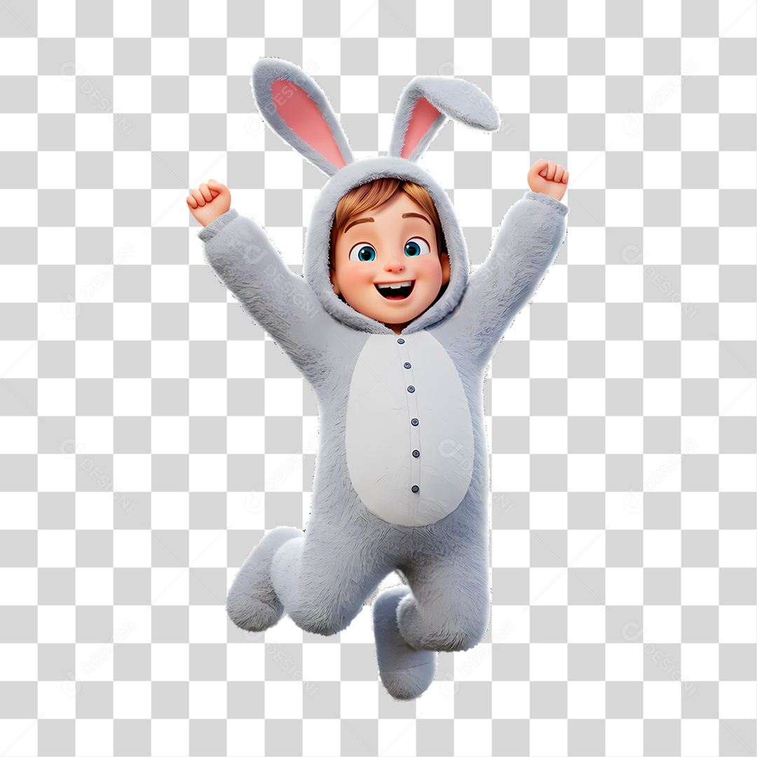 Personagem Criança com Fantasia de Coelho PNG Transparente