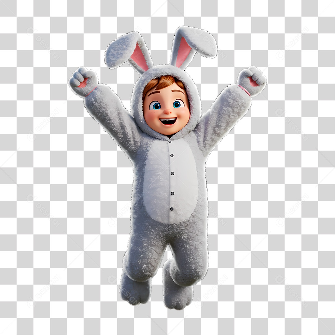Personagem Criança com Fantasia de Coelho PNG Transparente