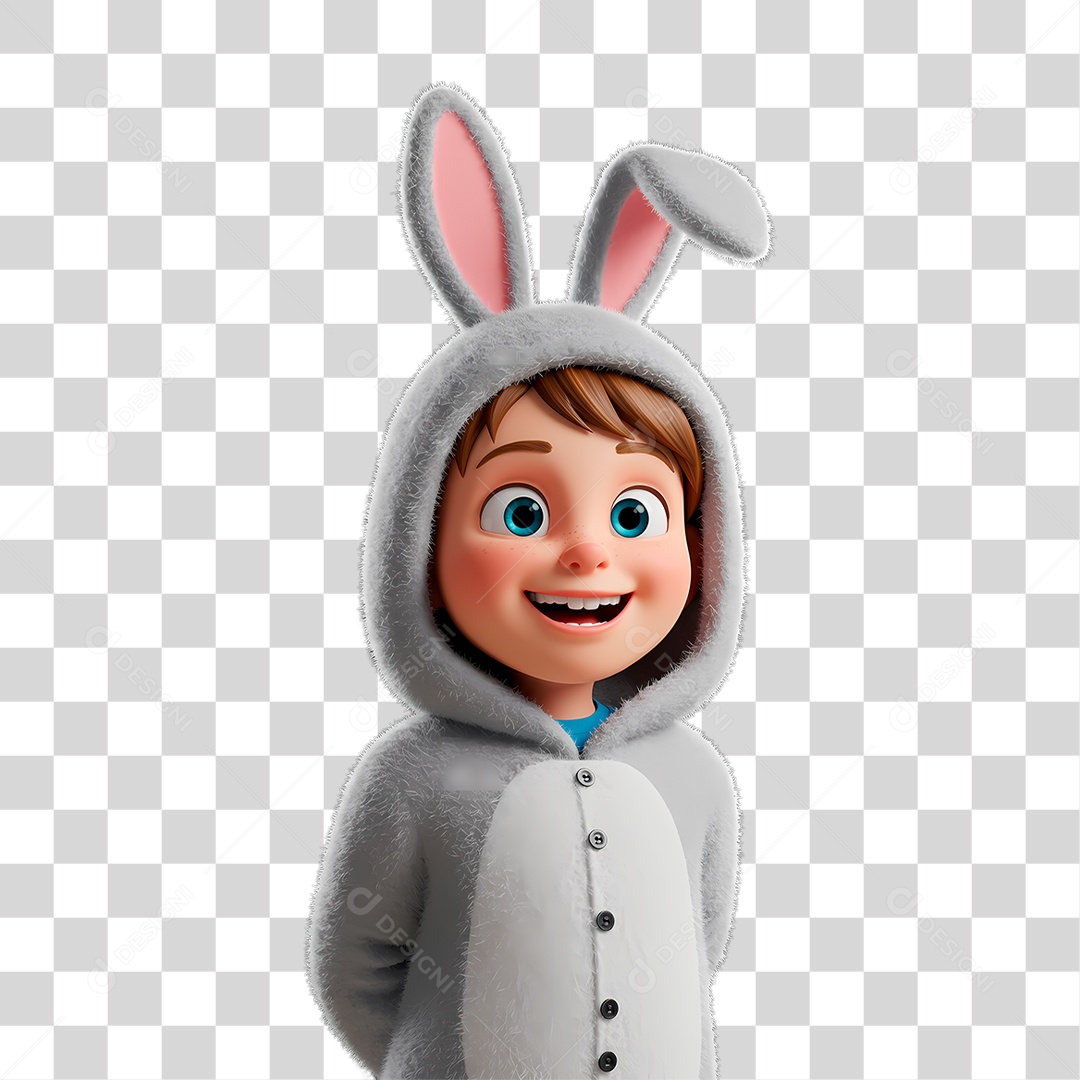 Personagem Criança com Fantasia de Coelho PNG Transparente