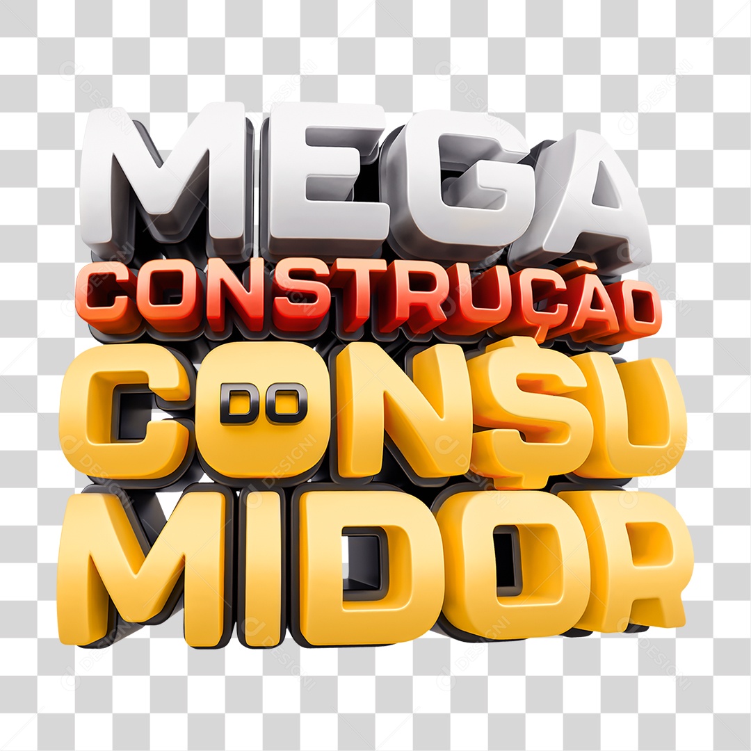 Selo 3D Mega Construção do Consumidor PNG Transparente