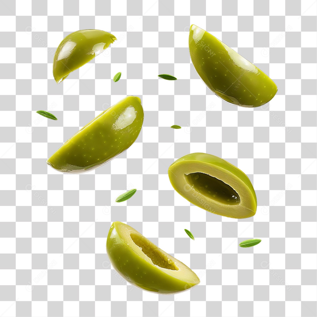 Folhas e Azeitonas PNG Transparente