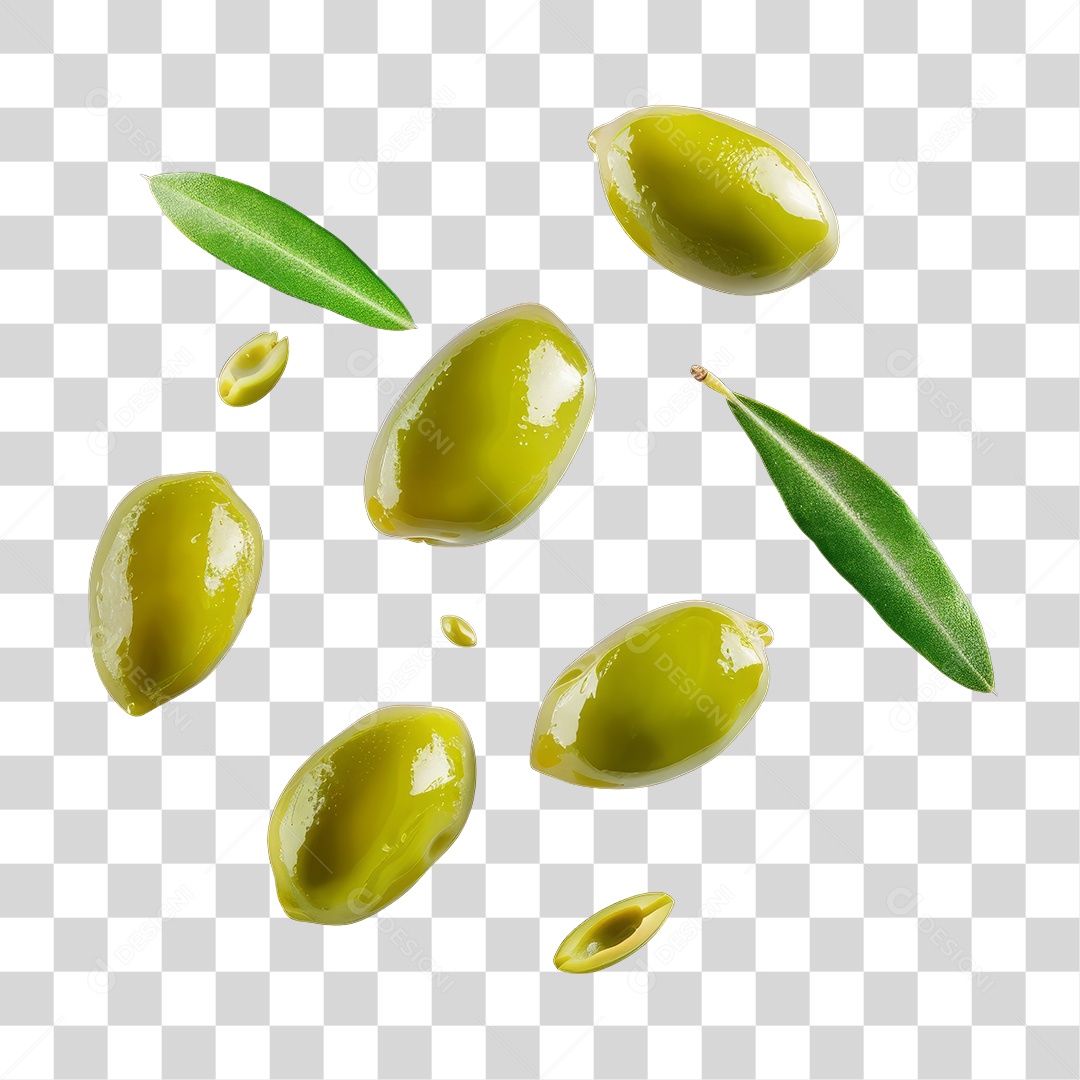 Folhas e Azeitonas PNG Transparente