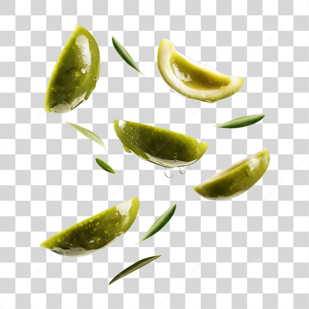 Folhas e Azeitonas PNG Transparente