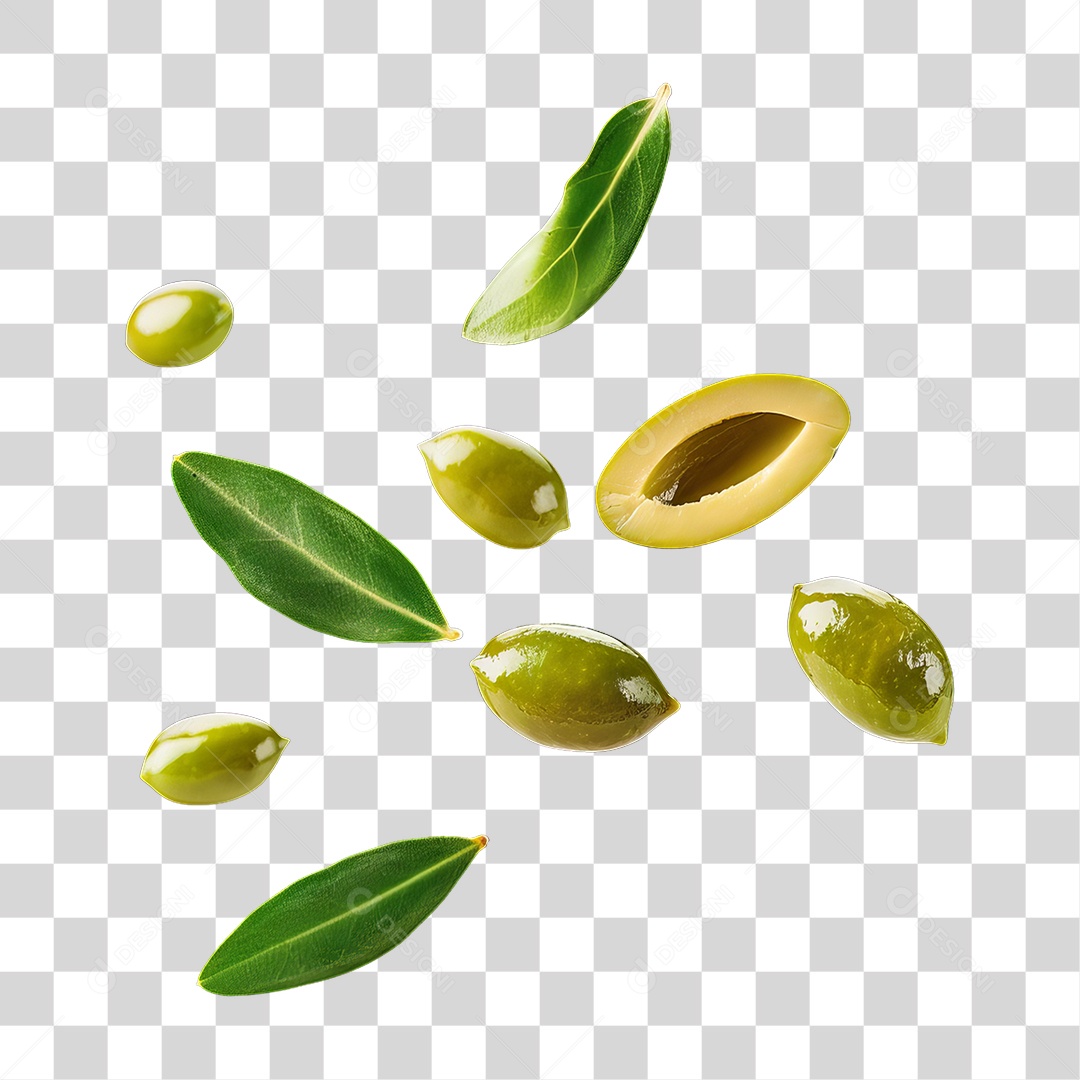 Folhas e Azeitonas PNG Transparente