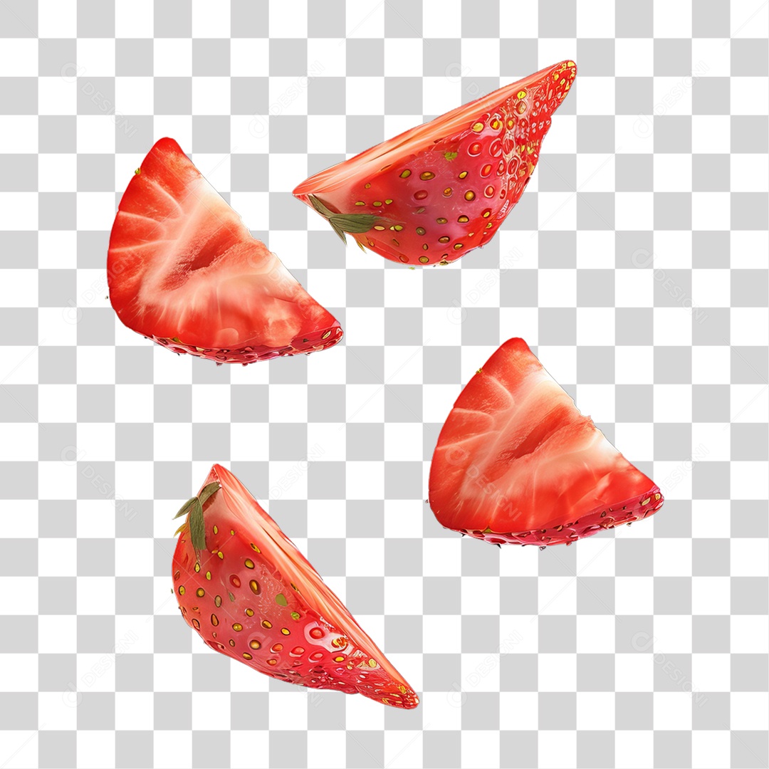 Fatias de Morangos Frutas PNG Transparente