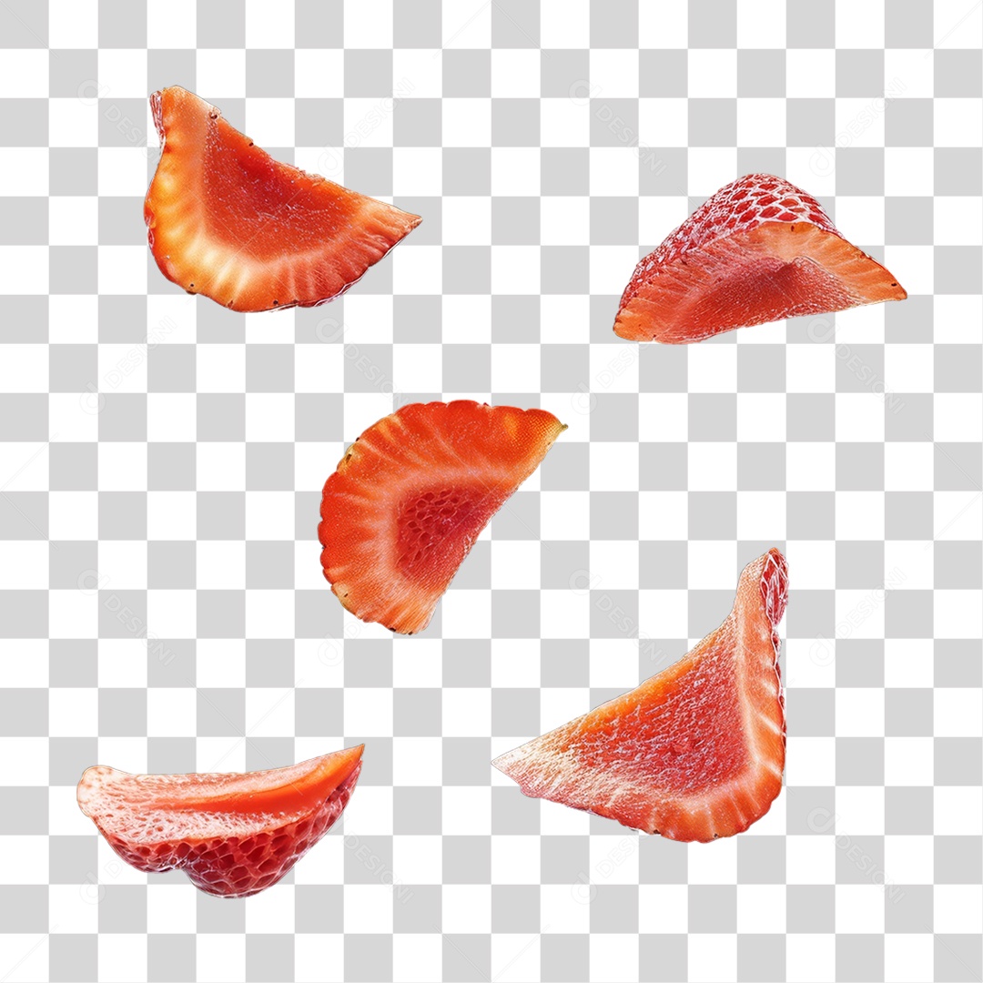 Fatias de Morangos Frutas PNG Transparente