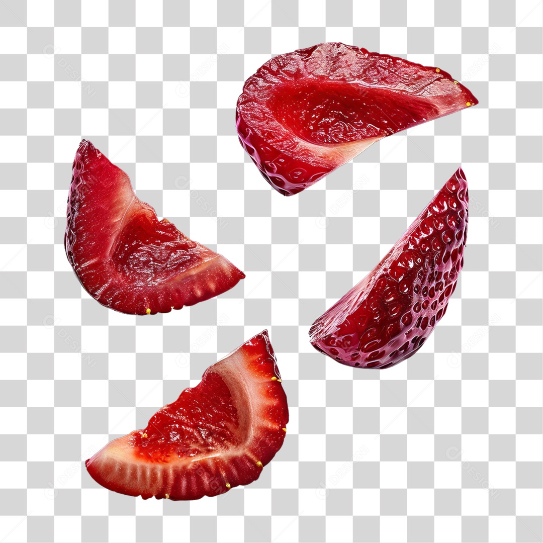 Fatias de Morangos Frutas PNG Transparente