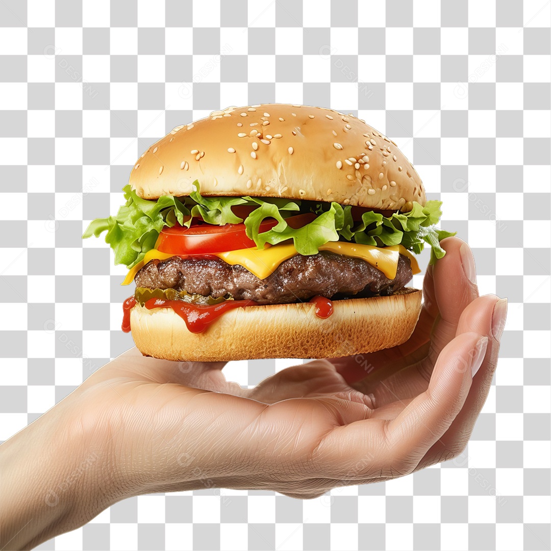 Mão Segurando Hambúrguer Lanche Sanduiches PNG Transparente