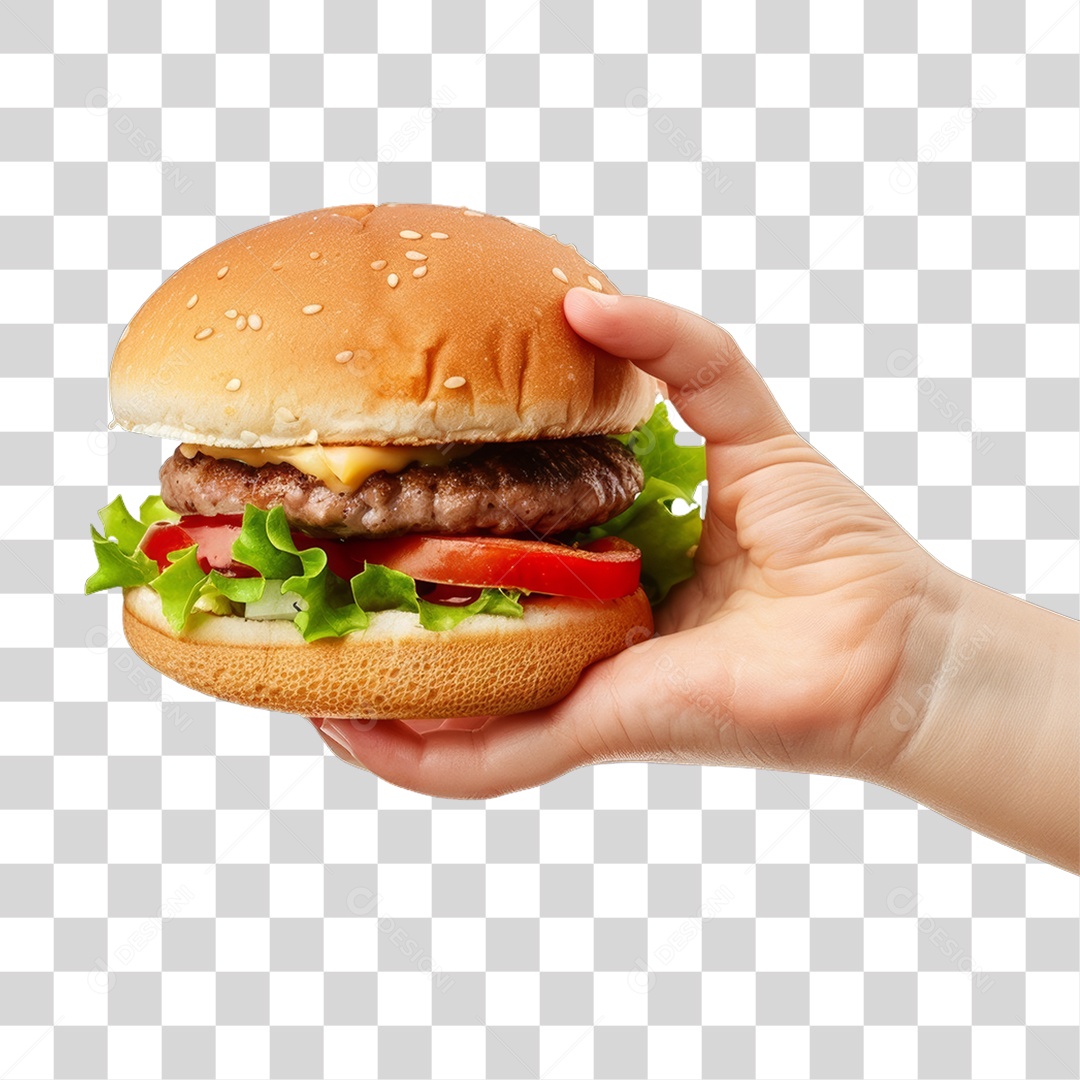 Mão Segurando Hambúrguer Lanche Sanduiches PNG Transparente