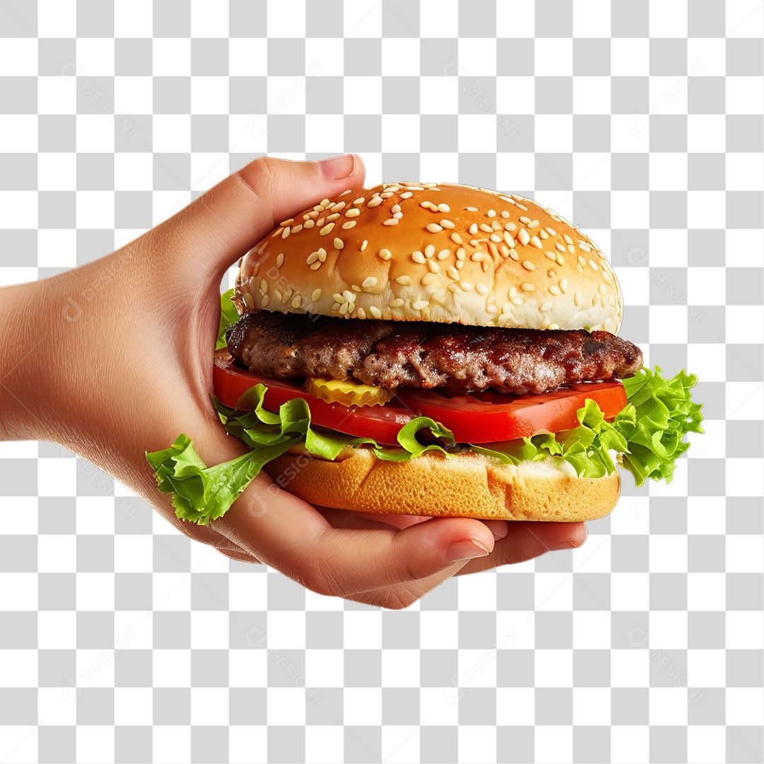 Mão Segurando Hambúrguer Lanche Sanduiches PNG Transparente