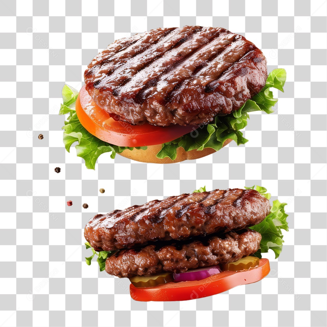 Hambúrgueres Grelhados PNG Transparente