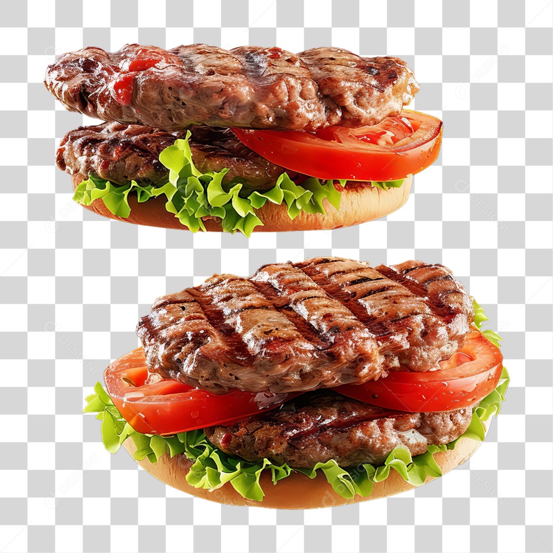 Hambúrgueres Grelhados PNG Transparente