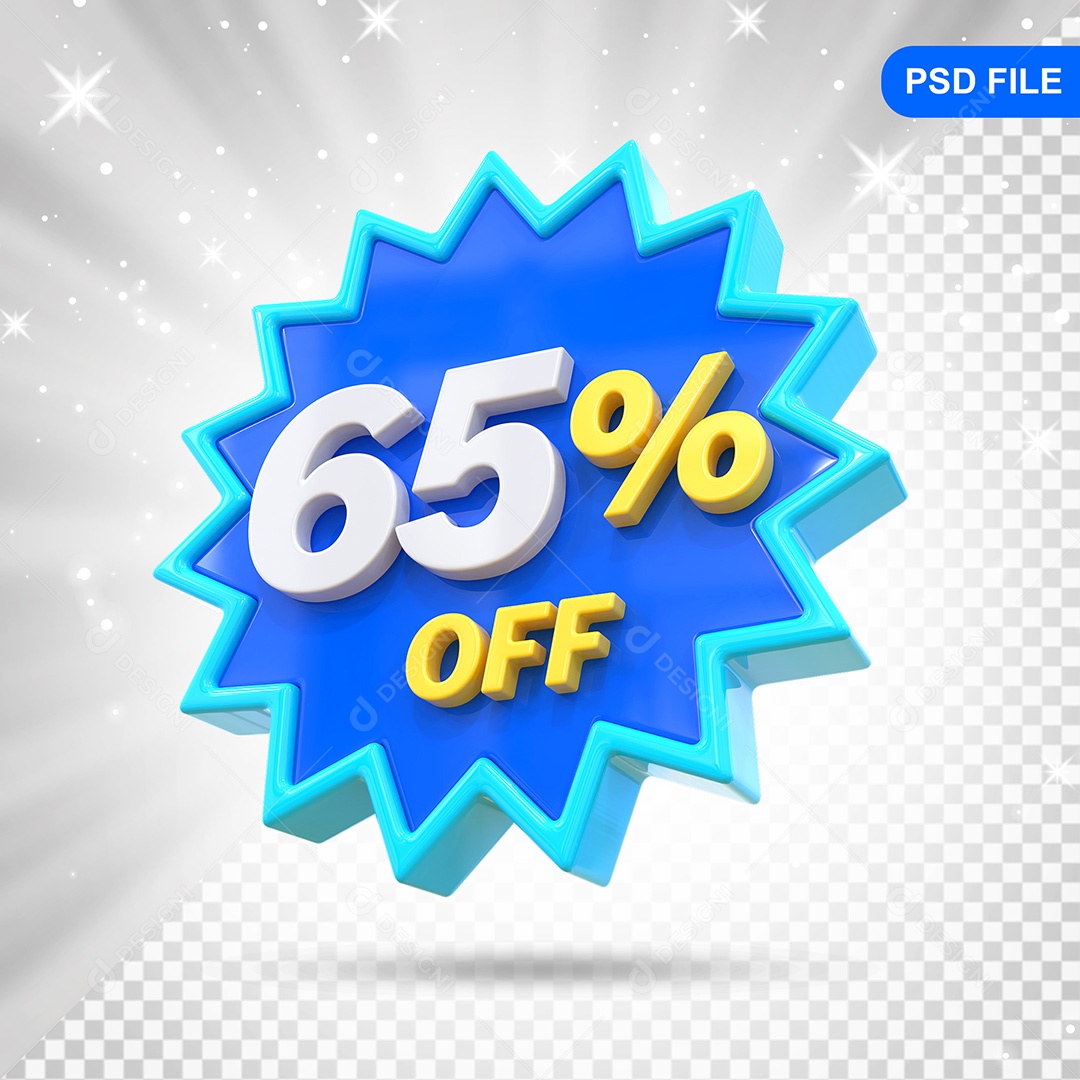 Elemento 3D Azul 65% Off Para Composição PSD