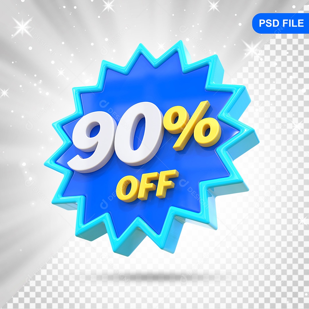 Elemento 3D Azul 90% Off Para Composição PSD