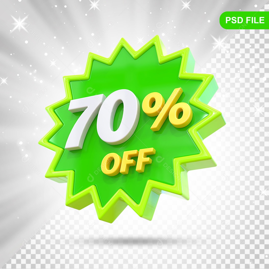 Elemento 3D Verde 70% Off Para Composição PSD