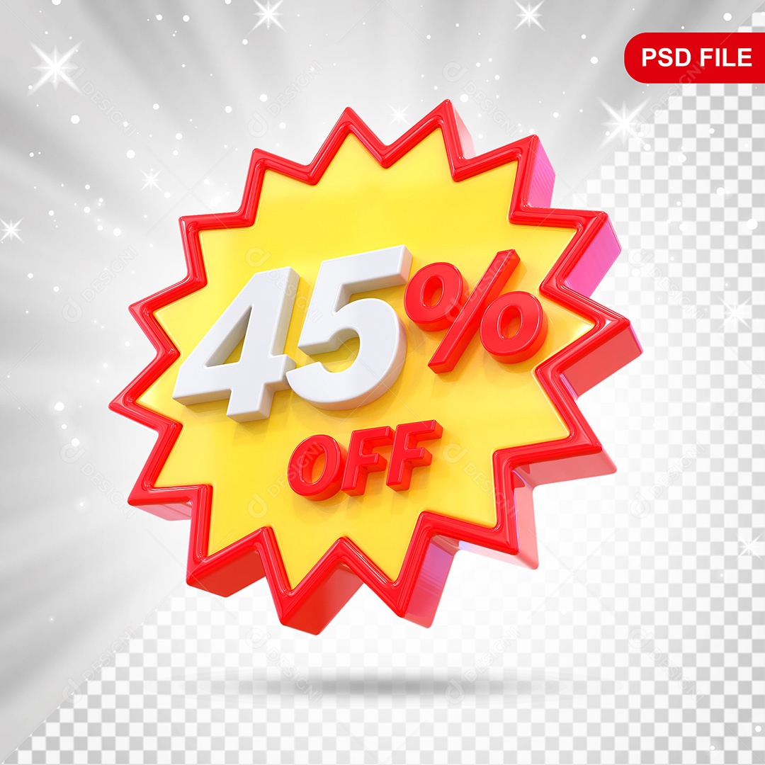 Elemento 3D Amarelo e Vermelho 45% Off Para Composição PSD