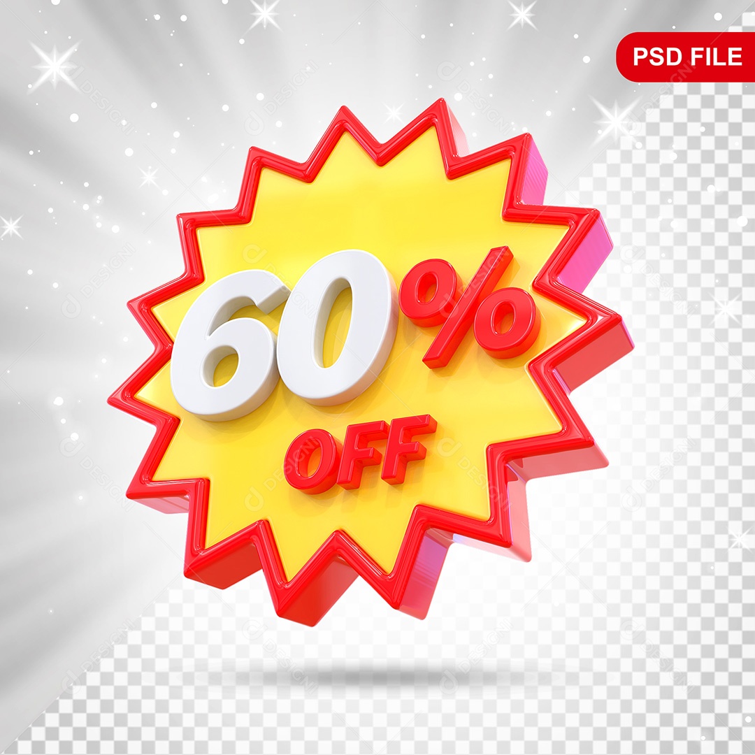 Elemento 3D Amarelo e Vermelho 60% Off Para Composição PSD