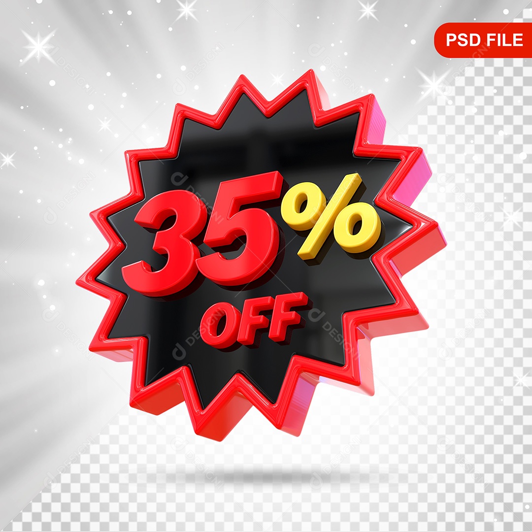 Elemento 3D Preto e Vermelho 35% Off Para Composição PSD