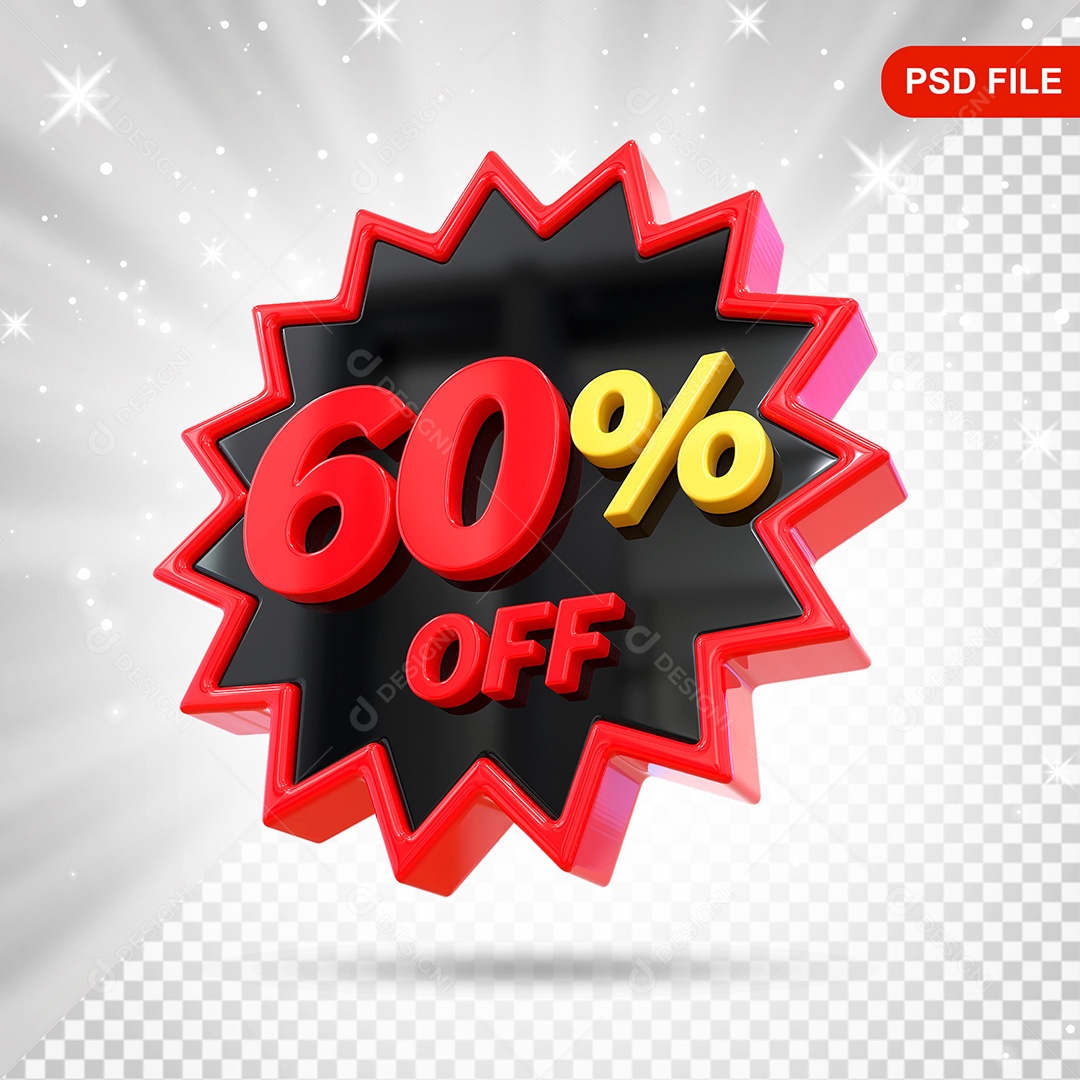 Elemento 3D Preto e Vermelho 60% Off Para Composição PSD