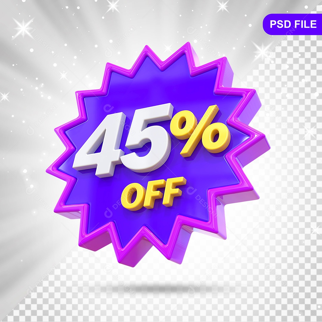 Elemento 3D Azul e Roxo 45% Off Para Composição PSD