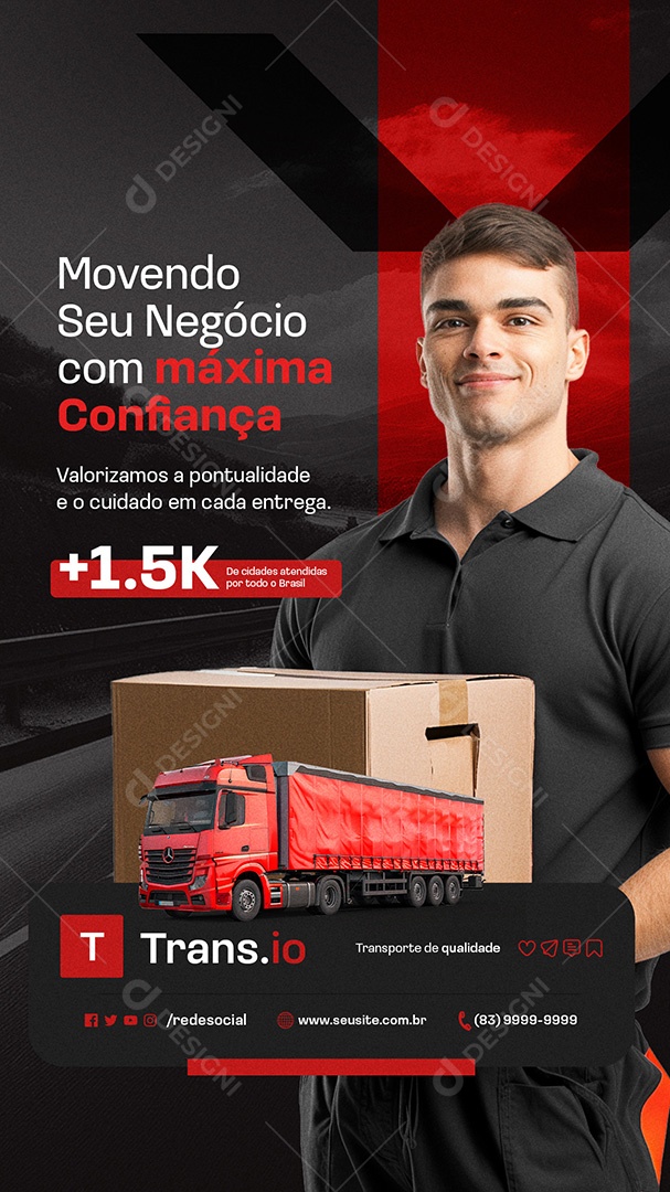 Story Transportadora Movendo seu Negócio com Máxima Confiança Social Media PSD Editável