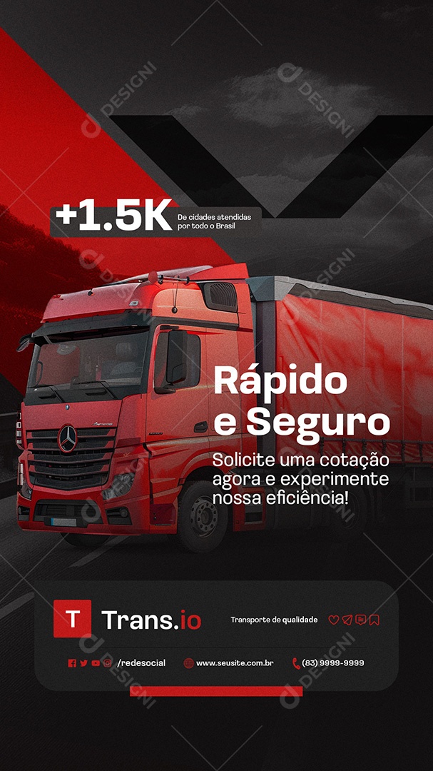 Story Transportadora Rápido e Seguro Social Media PSD Editável