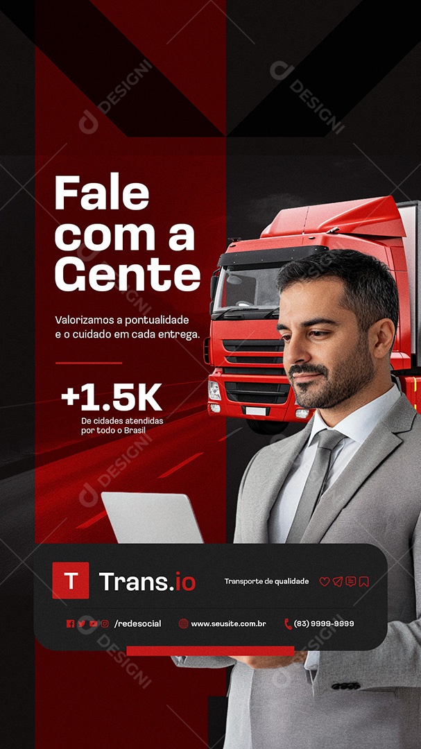Story Transportadora Fale Com a Gente Social Media PSD Editável