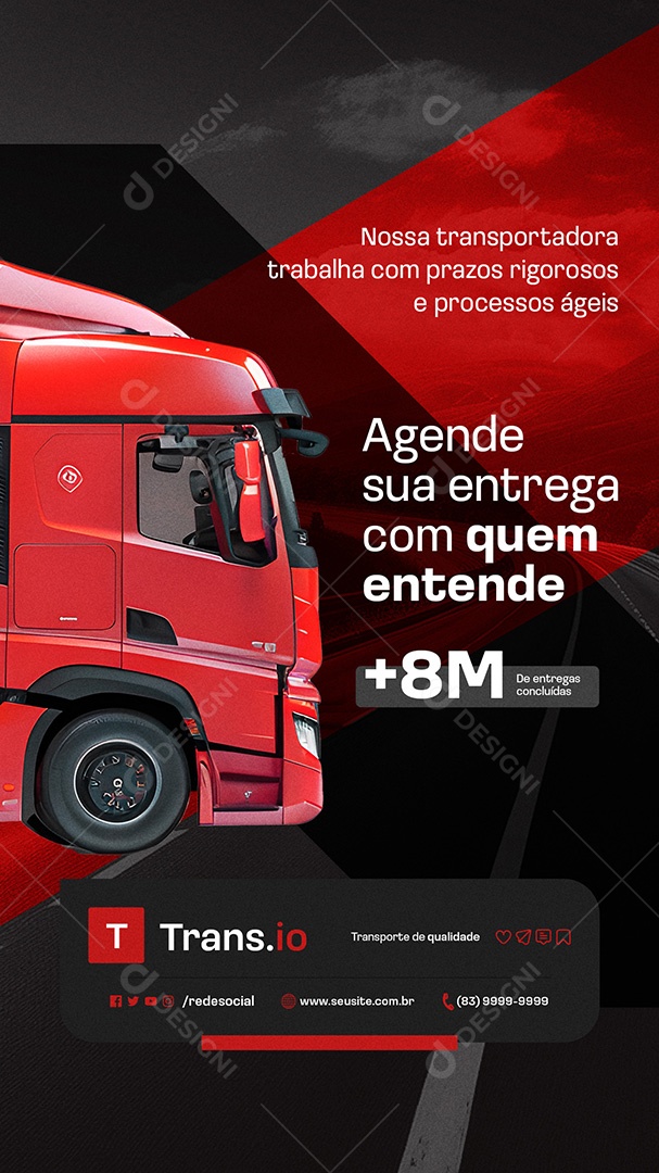 Story Transportadora Agende sua Entrega com Quem Entende Social Media PSD Editável