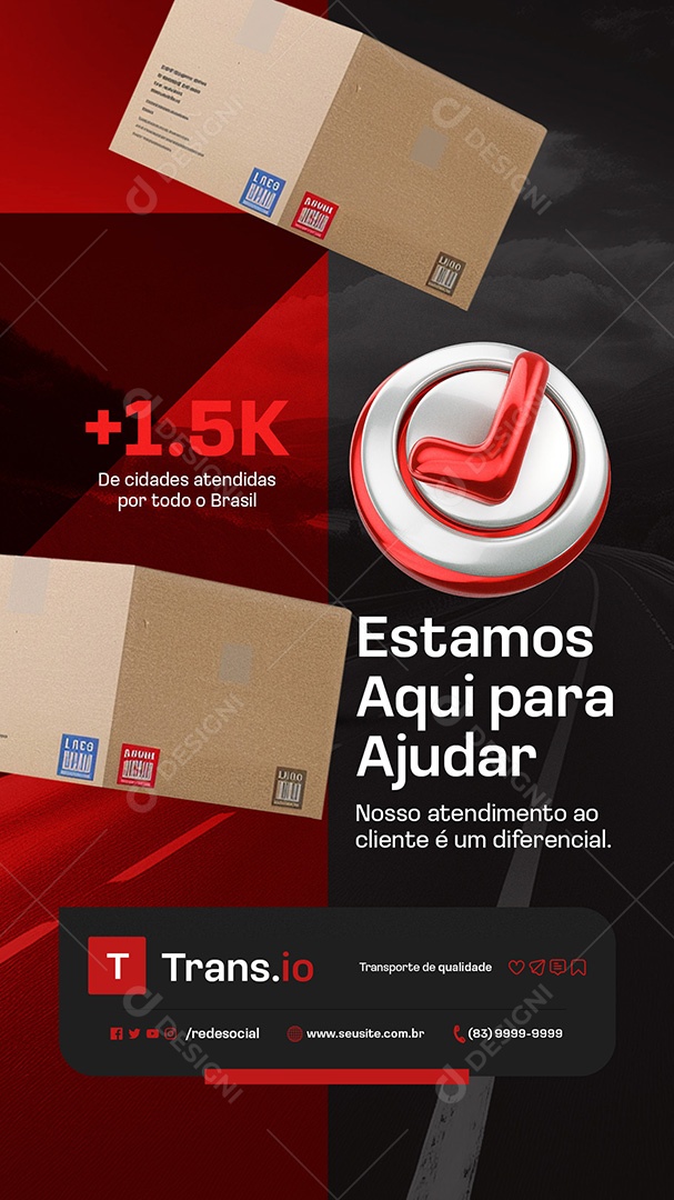 Story Transportadora Estamos Aqui para Ajudar Social Media PSD Editável