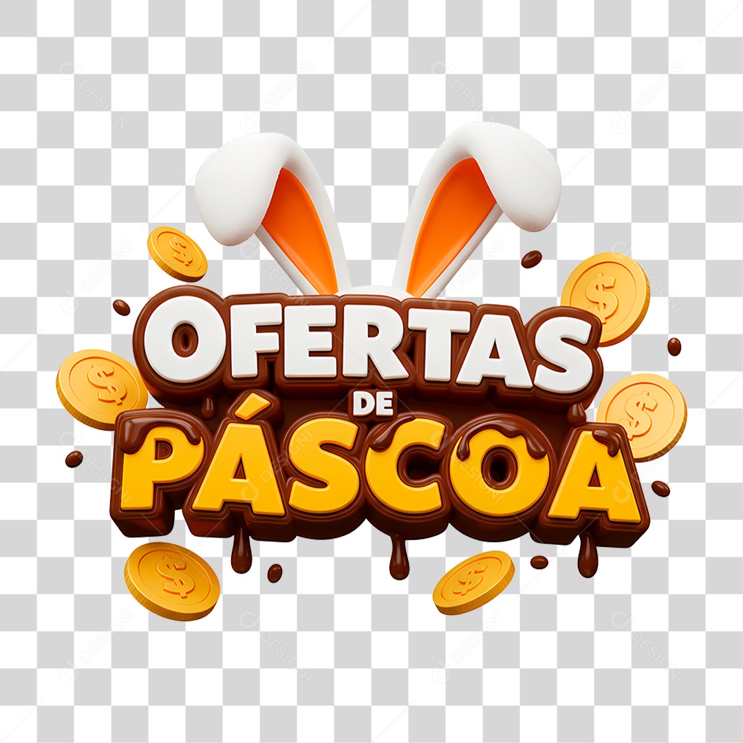 Selo 3D Ofertas de Páscoa PNG Transparente
