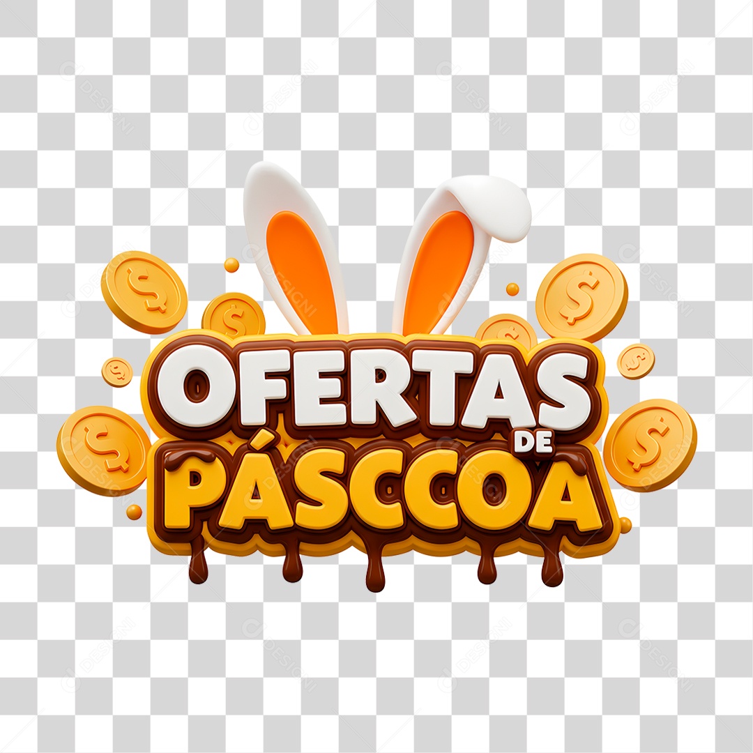 Selo 3D Ofertas de Páscoa PNG Transparente