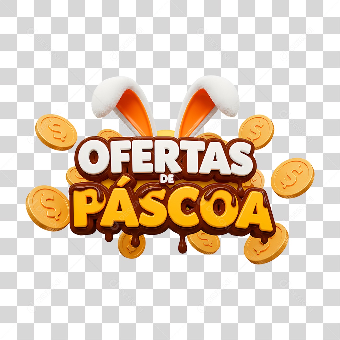 Selo 3D Ofertas de Páscoa PNG Transparente