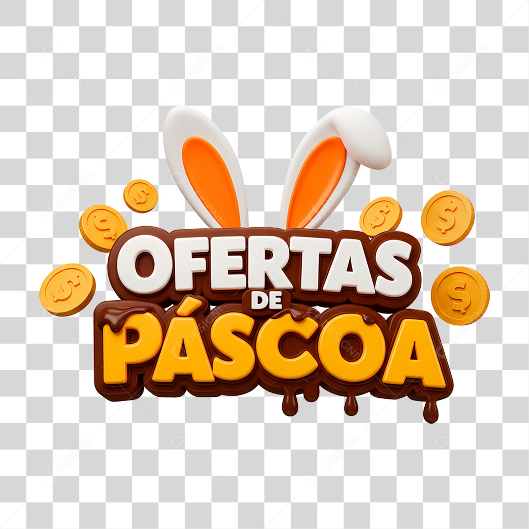 Selo 3D Ofertas de Páscoa PNG Transparente