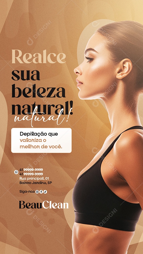 Story Estética Depilação Realce sua Beleza Natural Social Media PSD Editável