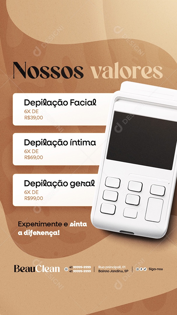 Story Estética Depilação Nossos Valores Social Media PSD Editável