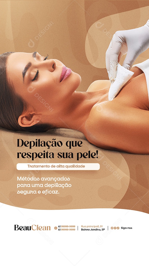 Story Estética Depilação que Respeita sua Pele Social Media PSD Editável