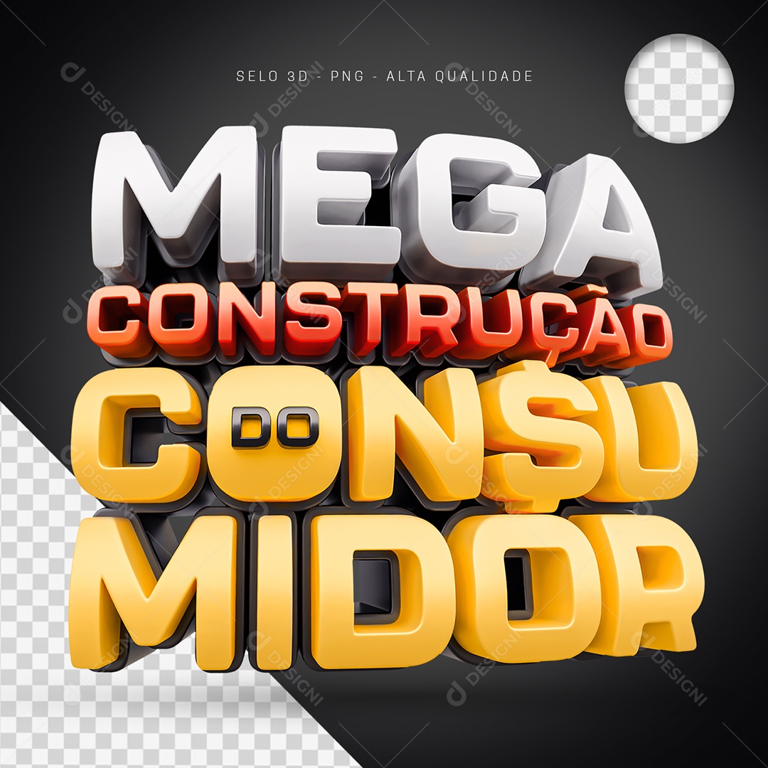 Mega Construção Do Consumidor Selo 3D para Composição PSD