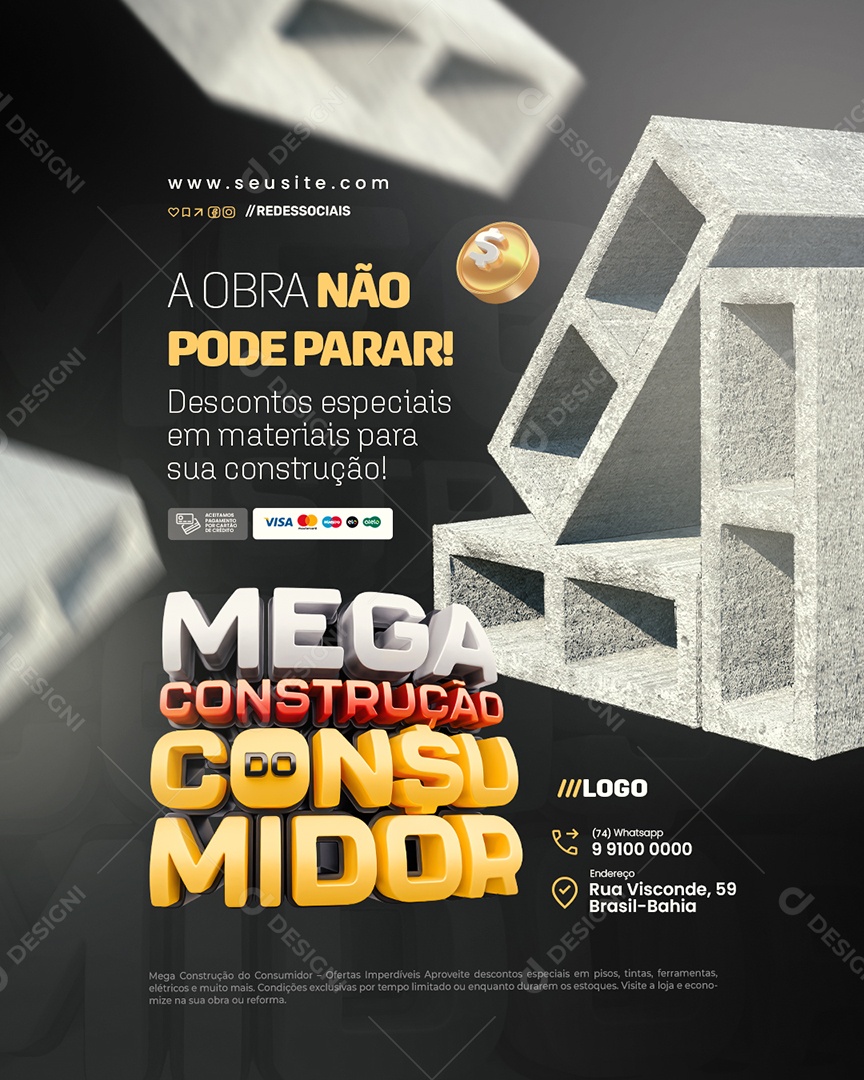 Mega Construção Do Consumidor A Obra Não Pode Parar Social Media PSD Editável