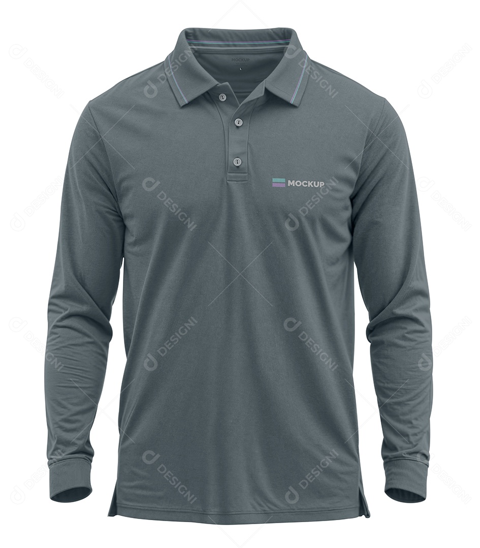 Mockup Camiseta Polo de Manga Longa PSD Editável