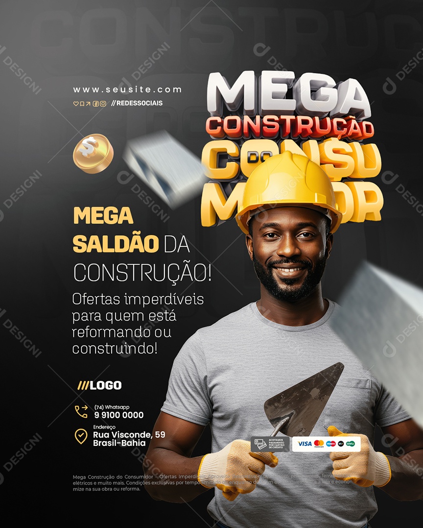 Mega Construção Do Consumidor Concreto Social Media PSD Editável